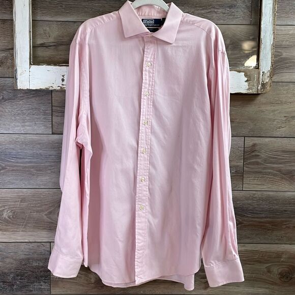 Polo by Ralph Lauren Men’s Regent Classic Fit Dress Shirt, 17 1/2 XL, Pink - Picture 1 of 5